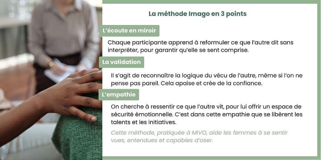 La méthode Imago aide les femmes à se sentir vues, entendues et capables d’oser.